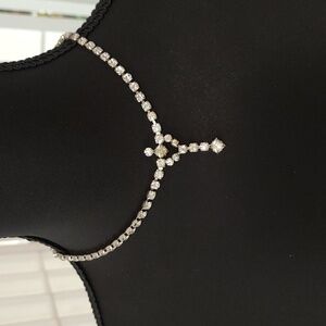 Elegant Rhinestone Silver Choker Necklace 15 Inch